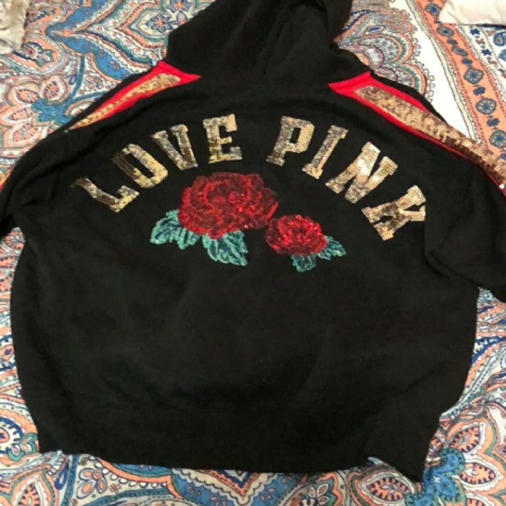 Vs Pink Rose Black Hoodie